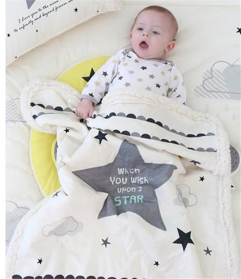 Детское одеяло с рисунком из мультфильма, плотное теплое Флисовое одеяло для младенцев, пеленальный конверт для коляски, накидка для новорожденных, постельные принадлежности, одеяло s