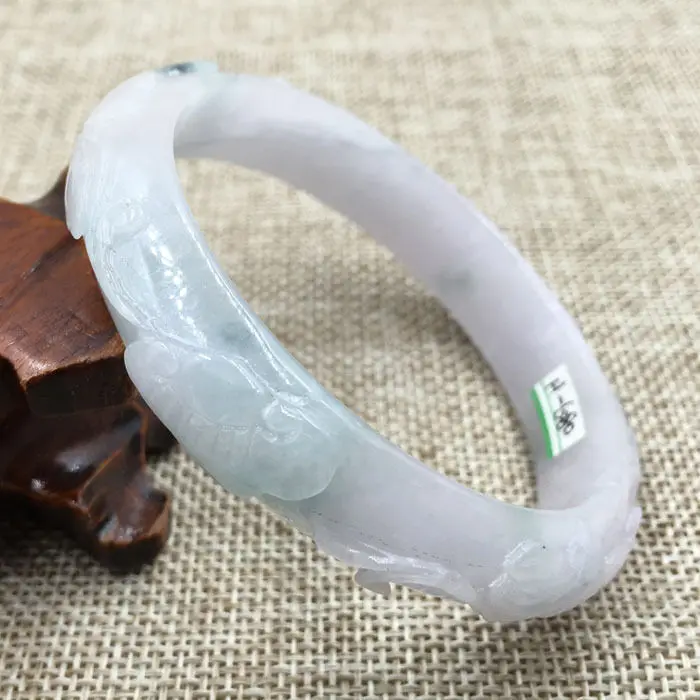 

FREE SHIPPING>>>@@ A-6080 Vintage Chinese Hand-carved Green Jadeite Jade Gems Bracelet Bangle 59mm NEW