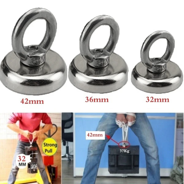 

42/32/36Mm Three Set Of Different Suction Magnetic Pots Ring Fishing Gear Strong Neodymium Permanent Deep Sea Salvage Magnet