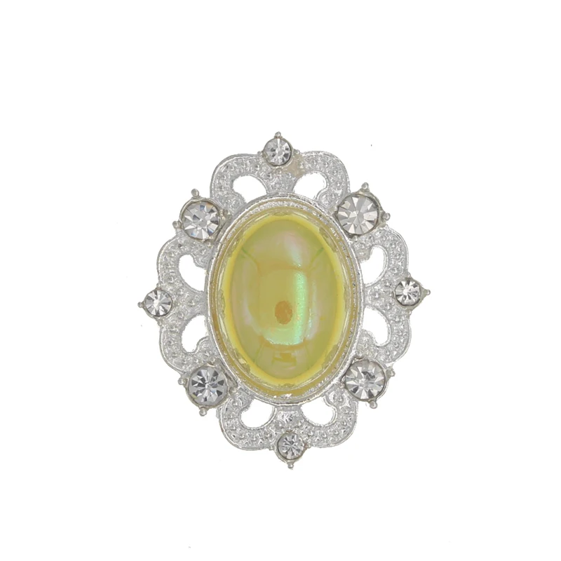 Стразы AB с жемчугом, кристаллами, аппликацией, пуговицами для шитья, AB жемчужная пуговица со стразами для рукоделия, ретро декоративное украшение с плоской задней частью - Цвет: Silver- Yellow pearl