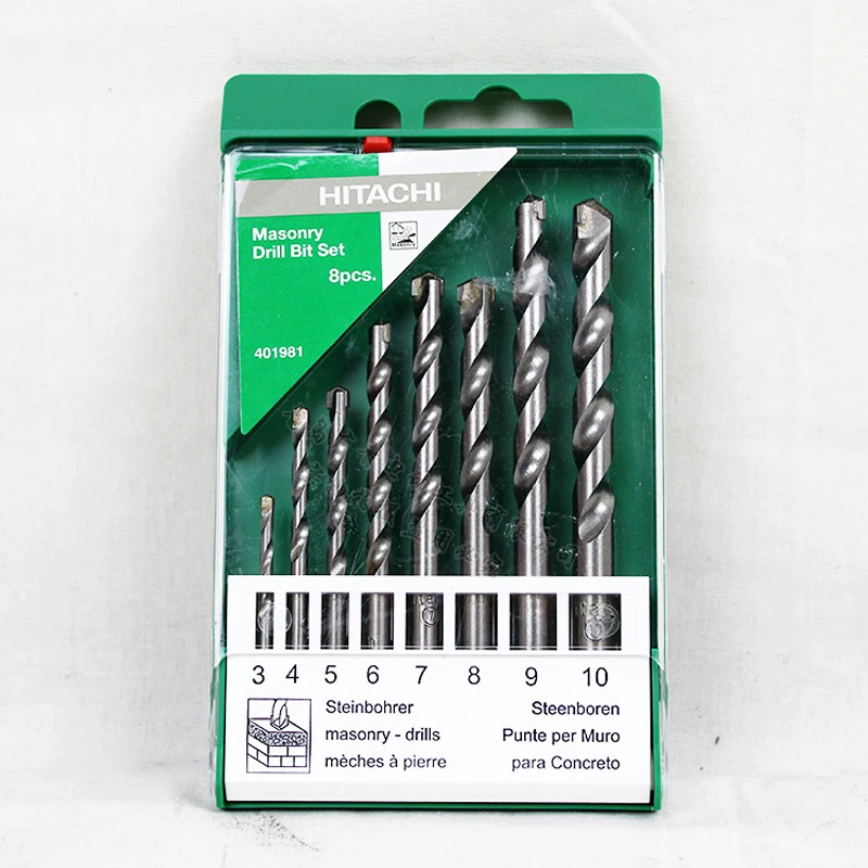 Buy Japan HITACHI Impact Drill Bits 8PCS Set Round Shank Masonry Hand Drill