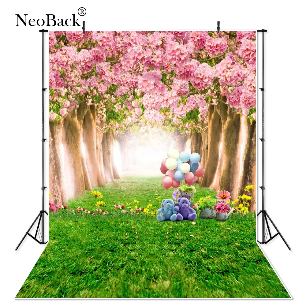 Spring Easter Pink Floral Photographic Backgrounds Children Photo