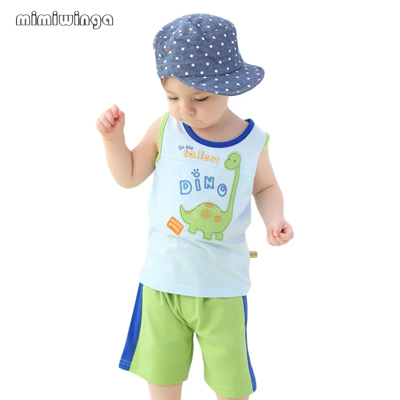 Summer Vest &amp Shorts 2 Pieces 1-3 Years Sleeveless Cartoon Kids Clothes Children Clothing Baby Boy Sets |