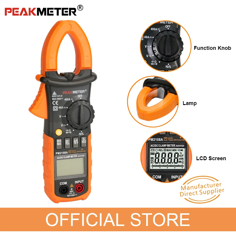 Токовые клещи PEAKMETER MS2108A MASTECH плоскогубцы Амперметр Емкость тестер AC DC амперметрический зажим мультиметр