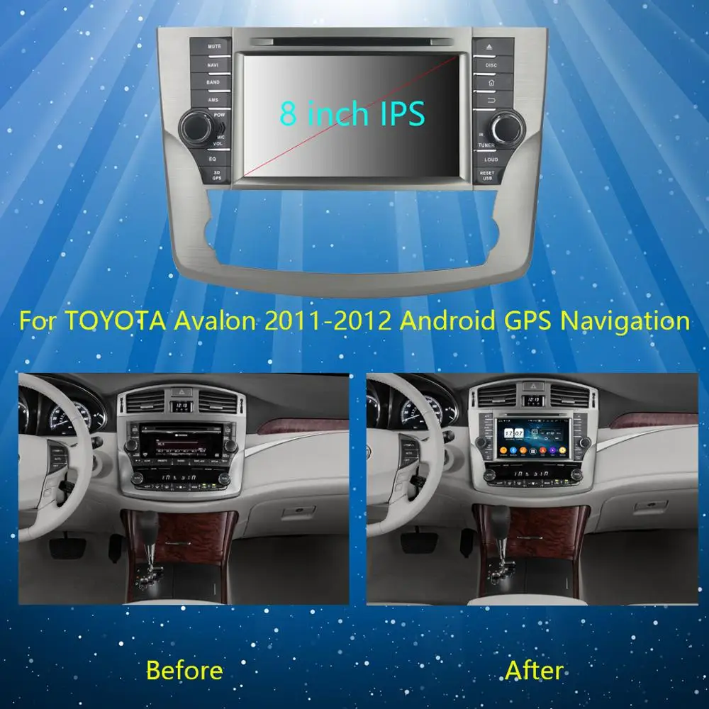 8" IPS Octa 8 Core 4GB RAM+64GB ROM Android 9.0 Car DVD Radio GPS Navi For Toyota Avalon 2011 2012 2013 DSP CarPlay Parrot BT