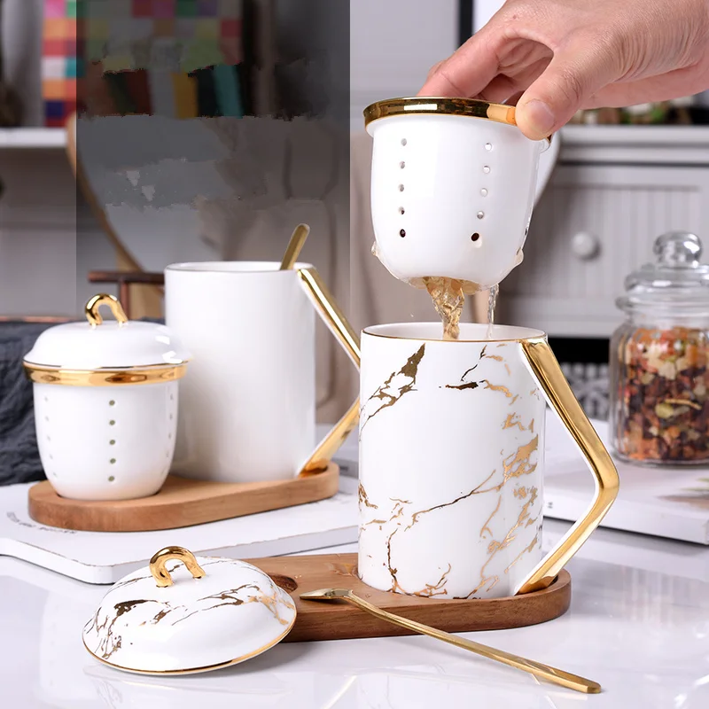 

Office Bring Tea Cup Bone China Tea Water Separation Scented coffee travel mug cups and mugs