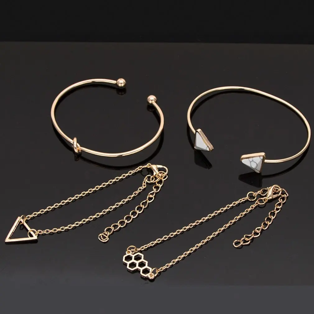 

Universal Ladies Bracelets Set 4 In 1 Girl Chain Bracelets Lady Bangle Delicate Hand Jewelry Trendy Girl Gift