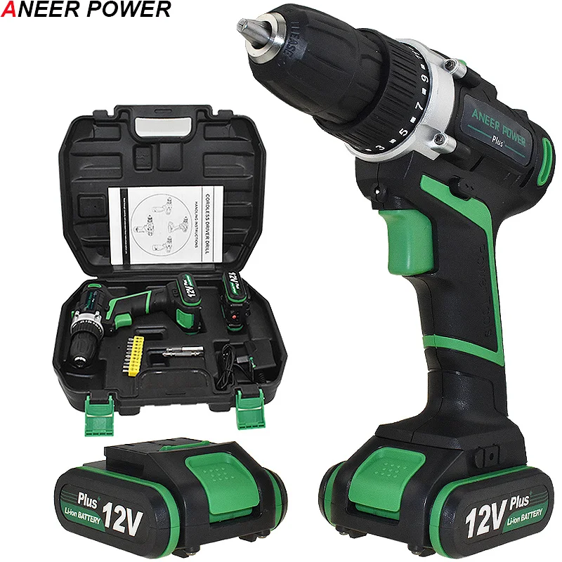 

12v Plus Power Tools Mini Drill Drilling Electric Screwdriver Cordless Drill Electric Drill 2pcs Battery Batteries Screwdriver