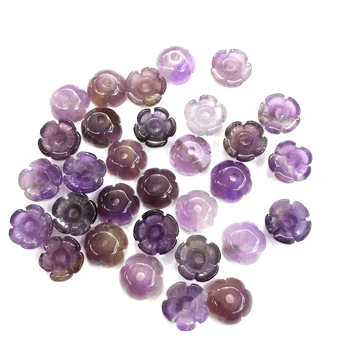 

New 5pcs Natural Stone Pendants Flower Shape Crystal Amethysts Necklace Pendant for Jewelry Making Good Quality Size 10mm