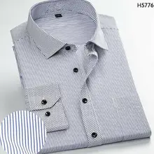 Военно-морского флота с длинным рукавом Бизнес Повседневное рубашка в полоску Для мужчин работы Бизнес свадебные рубашки в клетку работы деловая модельная одежда Рубашки Рубашка с длинными рукавами