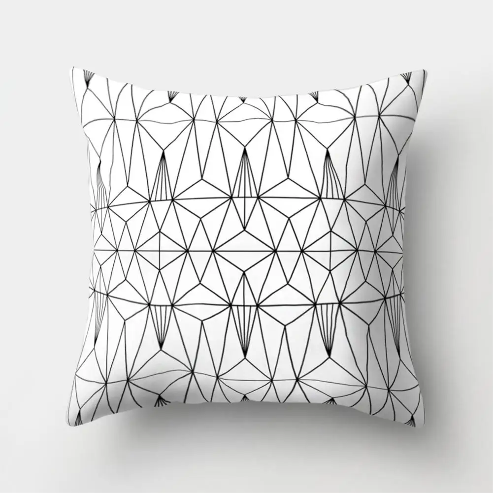 

Pillow Case Black and White Geometric Throw Pillow Case Square Soft Waist Rest