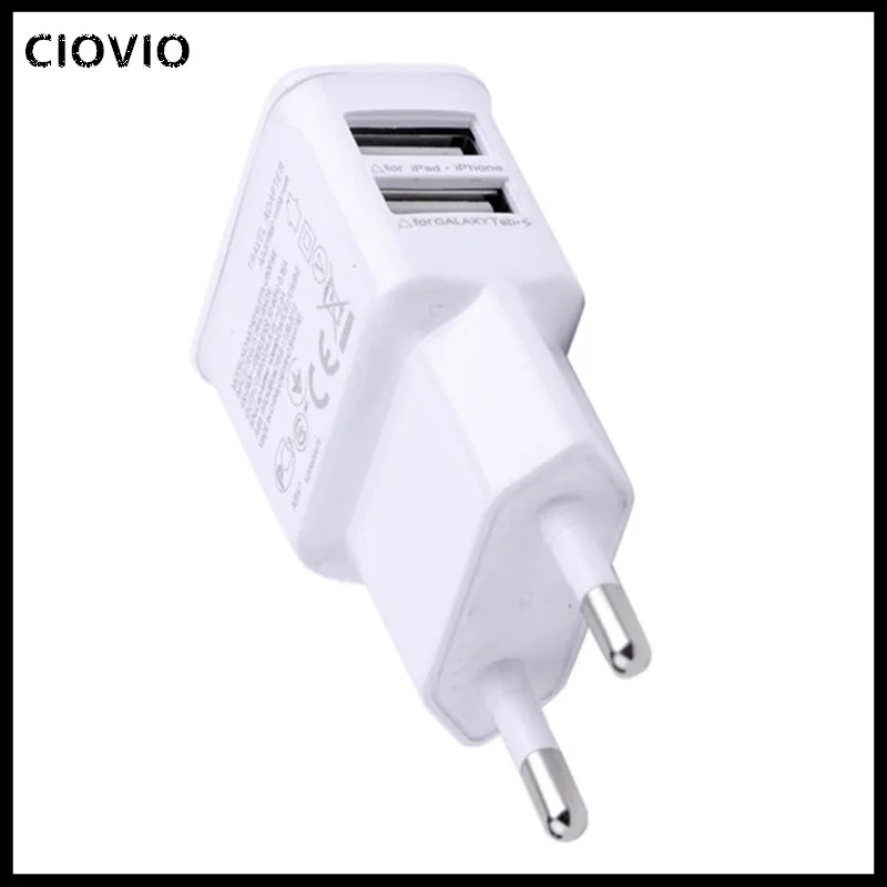 Универсальный 2.1A/1A на 2-портный Dual Порты и разъёмы USB адаптер переменного тока Зарядное устройство штепсельная вилка европейского стандарта