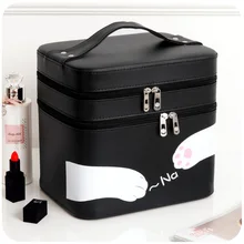 Neue Stil Große Kosmetik-etui Frauen Kosmetiktaschen & Fall Hohe Qualität Make-Up Box mit Spiegel Professionelle Make-Up Tasche Doppel