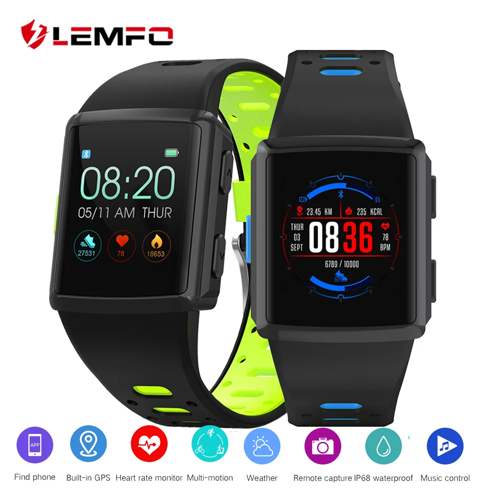 

Sport Smart Watch GPS IP68 Waterproof Heart Rate Monitoring Full Touch Screen LEMFO Smartwatch Fitness Tracker for Men Women