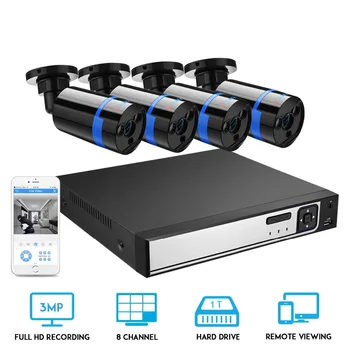 

BESDER 8CH H.265 3.0MP POE NVR Kit CCTV System IP Camera Outdoor Video Security Surveillance Set Outdoor Waterproof 2TB HDD