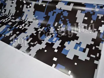 

Blue Digital Tiger Camouflage VINYL Car Wrap PIXEL Camo Car Vinyl pellicola Motorcycle Vehicle Covering Foil 1.52x30m/Roll