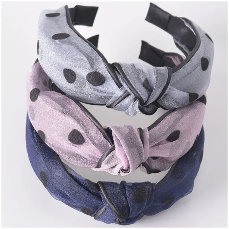 

2019 Fashion Dot Knotted Chiffon Ladys Hair Band For Women Headband Girls Hair Bows Feminine Hair Accessories Headbands