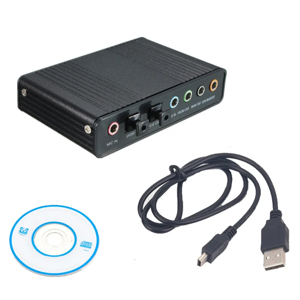 BSTUO алюминиевый сплав Внешний USB 2,0 4-канальный 5,1 оптический Аудио Звуковая карта адаптер контроллер SPDIF-черный