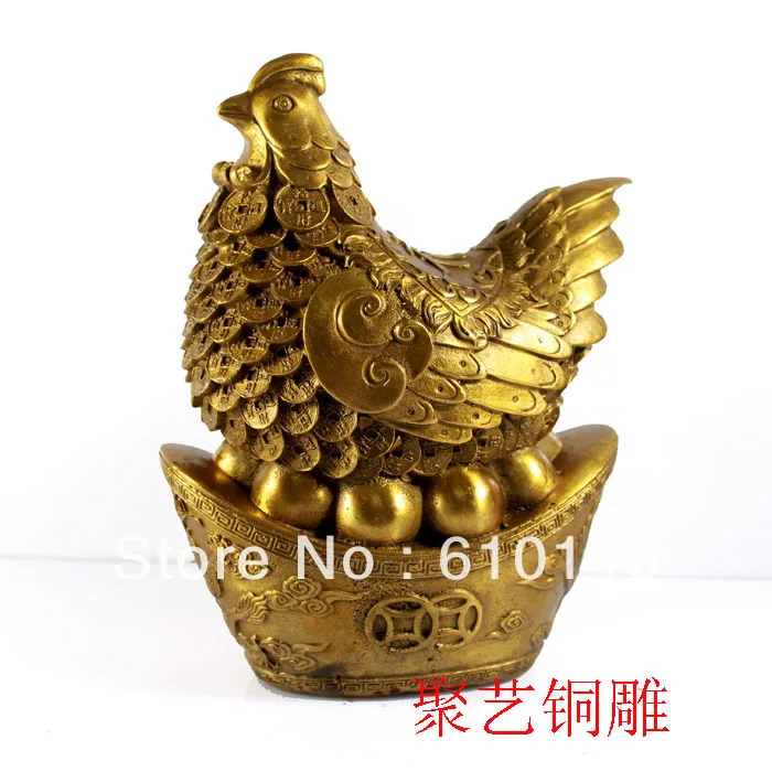 

Copper lucky decoration gold ingot money chicken decoration Bronze statue copper