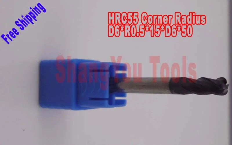 

5pcs 6mm four Flutes Milling tools Mill cutter Corner Radius End Mill CNC router bits hrc55 R0.5*D6*15*D6*50