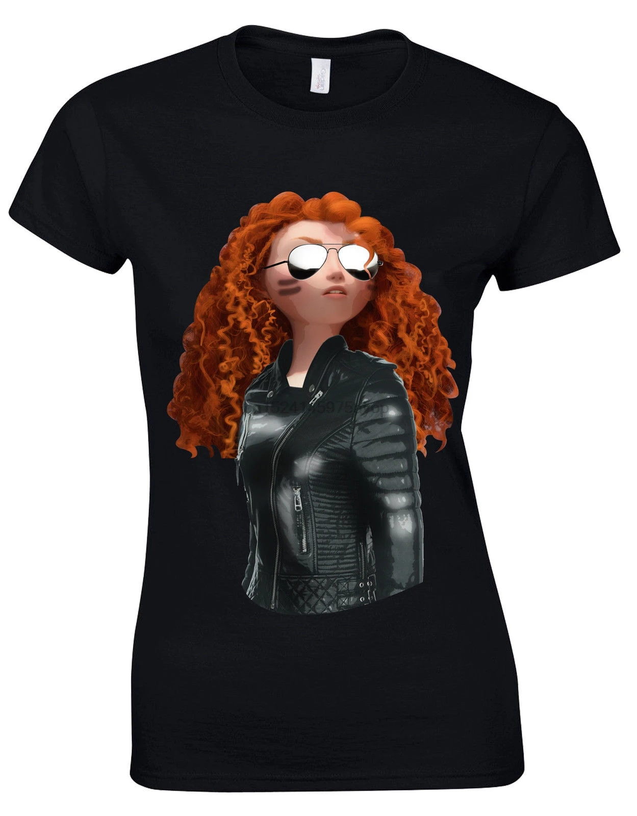 

womens t-shirt Alternative Princess Art Biker Merida Brave Parody Ladies Tshirt Tee Top AF95