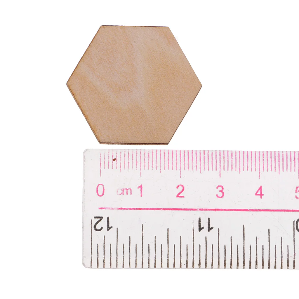 50/100/200pcs Wooden Hexagon Shapes MDF Cutouts Blank Embellishments Craft for DIY Scrapbooking Card Making Decoration Ornaments