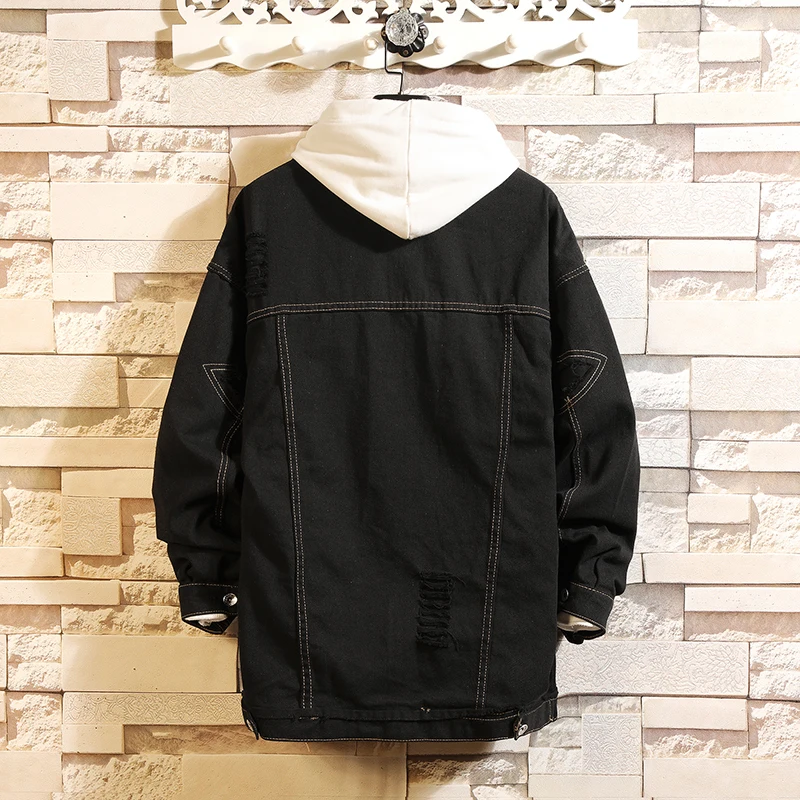 Spring New Denim Jacket Men Fashion Solid Color Casual Tear Hole Denim Jacket Man Streetwear Hip Hop Loose Bomber Jacket M-2XL Spring New Denim Jacket Men Fashion Solid Color Casual Tear Hole Denim Jacket Man Streetwear Hip Hop Loose Bomber Jacket M-2XL