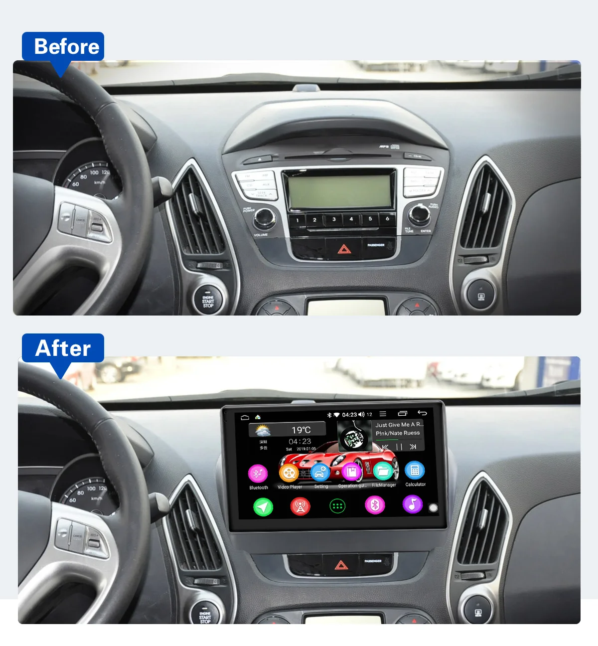 Perfect JOYING 10.1 Inch Android 8.1 GPS Stereo Radio 4GB Head Unit for Hyundai TUCSON IX35 2011-2016 with Carplay WiFi Bluetooth DSP 9