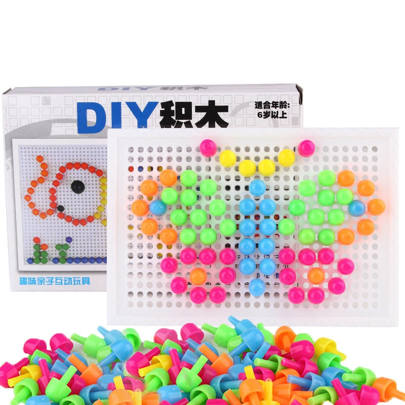 

96pcs DIY Mosaic Picture Puzzle Toy Children Composite Intellectual Educational Mushroom Nail Kit Toys Dropshipping