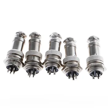 

5Pcs Aviation Plug 5-Pin 16mm GX16-5 Male And Female Panel Metal Connector