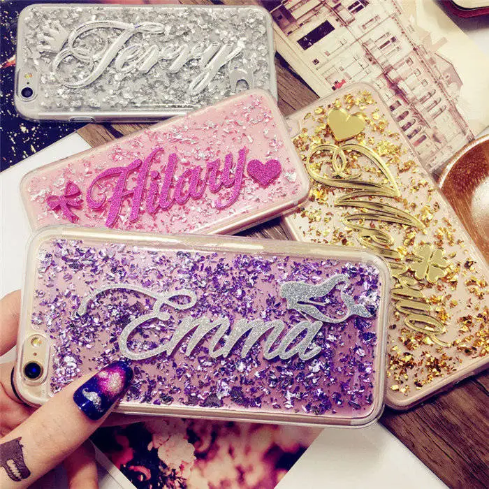 

Luxury Customize Name Personal Glitter Case For Samsung S7 edge S8 S9 S10e Plus coque Note8 Note9 Soft Glitter Back Cover Fundas