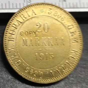 

1913 Finland 20 Markkaa-Aleksandr II / Nikolai II Gold Copy Rare coin