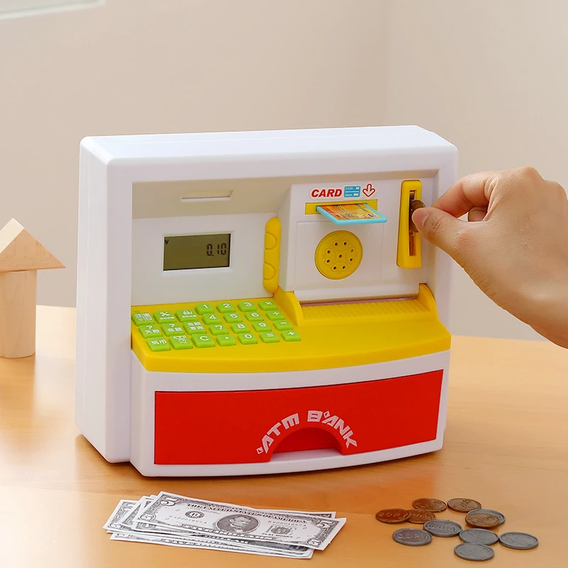 

Piggy Bank Mini ATM Money Box Safety Electronic Password Chewing Coins Cash Deposit Machine Saving Box for Children Kids Gift