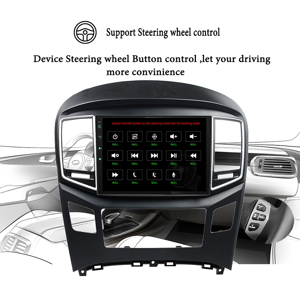 Sale 9" 2 DIN 1024*600 Android 9.1 Octa Core Fit HYUNDAI H1,Grand Starex,Travel,H-1 Cargo,iLOAD 2016 - 2018 Car DVD Player GPS Radio 2