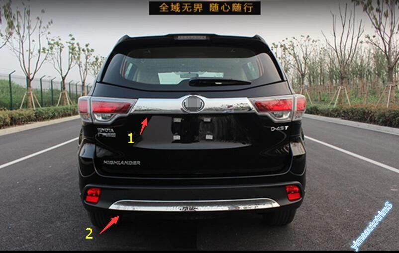 

Lapetus For Toyota Highlander KLUGER 2014 2015 2016 ABS Rear Lower Bumper + Rear Trunk Lid Decoration Frame Cover Trim 2 Pcs