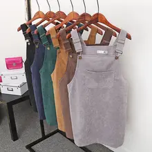 Новинка, летний женский вельветовый комбинезон на подтяжках, комбинезон без рукавов, юбка на подтяжках, юбки в консервативном стиле