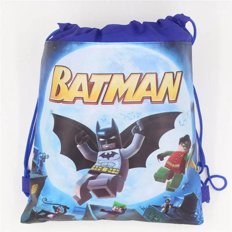 

1Pcs Batman Shopping Drawstring Kid School Party Bag Non-woven Bag Fabrics Backpack Boy Birthday 34cmx27cm Gift Bag Supply