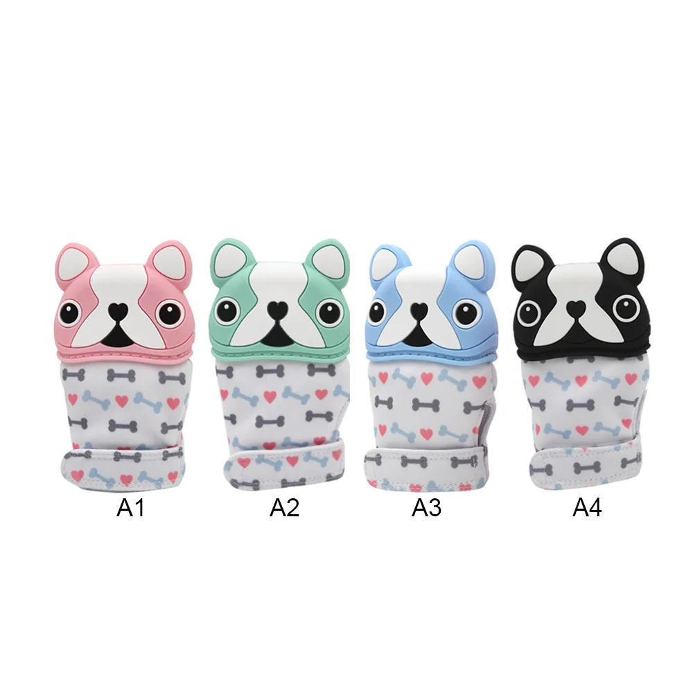 Children s Cartoon Silicone Teether Baby Pacifier Glove Newborn Dog Anti-Bite Glue Gloves Baby Anti-Eat Hand Molar
