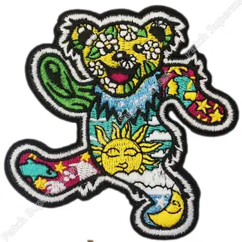 

3.5" Dan Morris Grateful Dead DANCING BEAR Logo patch Music Band Embroidered IRON ON badge Rock Punk Heavy Metal biker vest diy