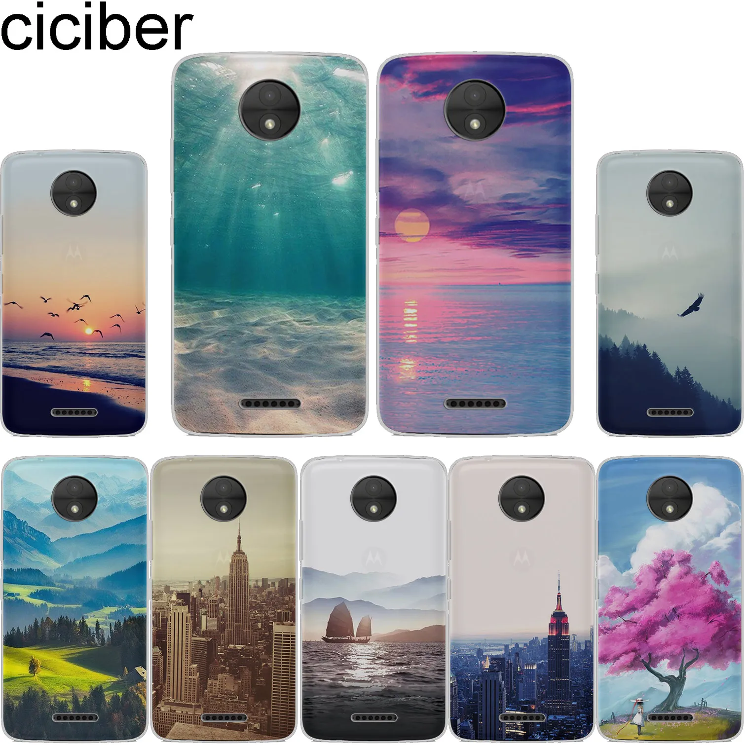

ciciber Landscape Ocean For Motorola Moto C Z2 Z3 ONE G4 G5 G5S G6 P30 E3 E4 E5 Plus Play Power X4 M Soft Clear TPU Phone Cases