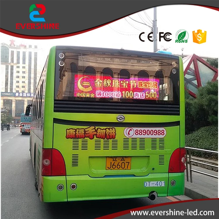 letter outdoor moving advertising message bus led display screen for p5