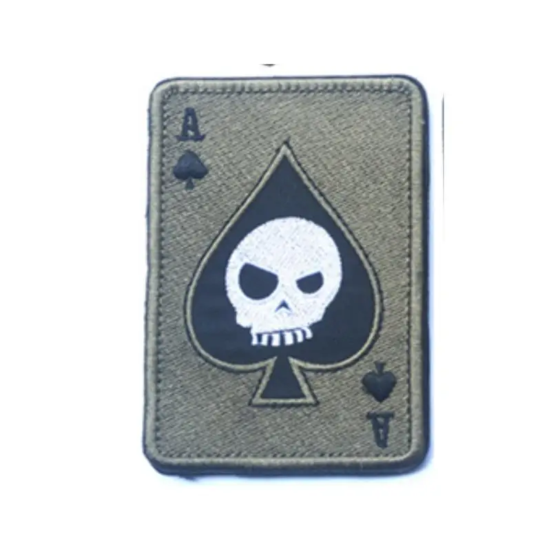 Карточка смерти туз пиков покер вышивка патч нарукавная нашивка военный тактический боевой дух декоративные нашивки швейная аппликация - Цвет: 5