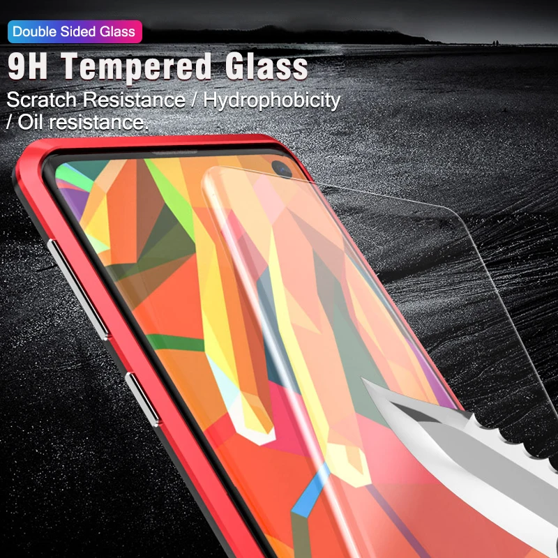 Роскошный металлический магнитный двойной корпус из закаленного стекла для Samsung