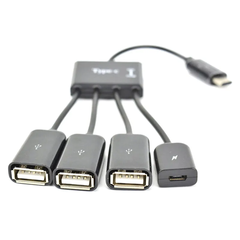 

New Arrival 4-in-1 Type-C to Micro USB OTG HUB with Power Supply OTG Type C Hub Multifunction USB Hub With Charging Cable