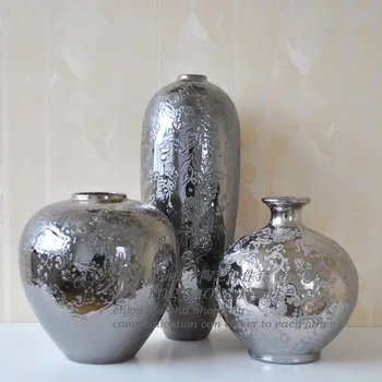 

Supply of silver exquisite handmade ceramic crafts decorative vases C home decorations 15119 #