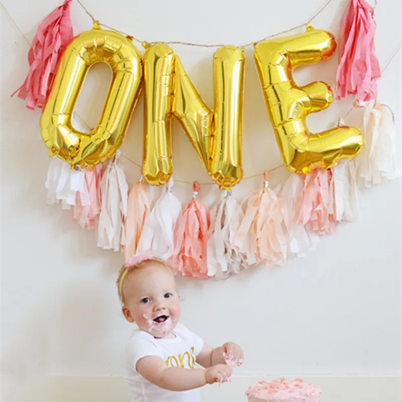 

3pcs 16inch Gold/Silver alphabet Letter "ONE" Balloon Foil Ballon Baby Shower 1st Birthday Party Decoration Celebration Supplies