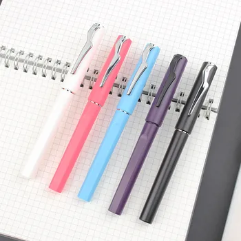 

Pimio Matte Fountain Pens Fine Nib 0.5mm Ink Pens for Writing Curved Clip ABS Black White Pink Purple Blue Pen with Original Box