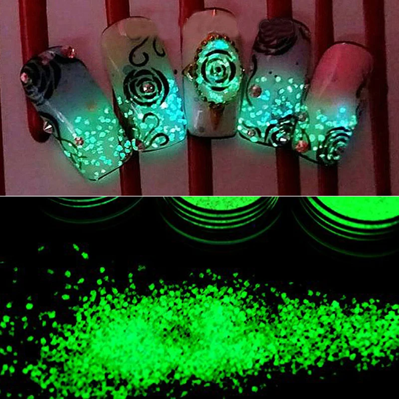 

Meicailin Nail Art Fluorescent Luminous Glitter Powder Sand Glow In Dark for 3D Salon Nails DIY Design Decor Nail Accessories