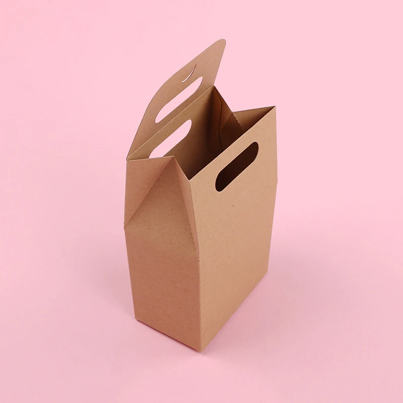 10 шт./партия 3 размера крафт картонные подарочные коробки, сумка в виде пакета молока для чая, маленькая упаковка крафт-бумажные пакеты, контейнер для еды с ручками