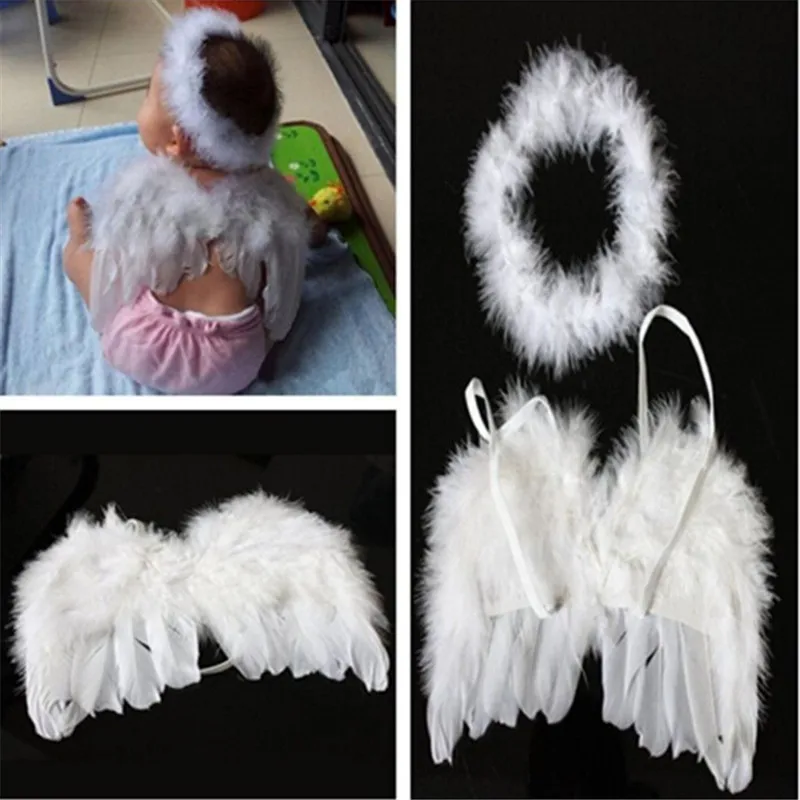 

New Newborn Baby Headwear Kids Fairy Angel Wing Feather Headbands Costume Photo Prop For Baby Children Party Gift Present